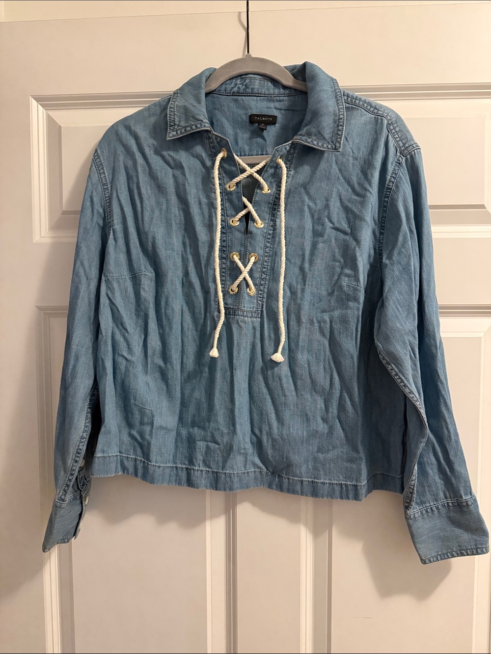 Talbots Light Blue Denim Lace-Up Shirt